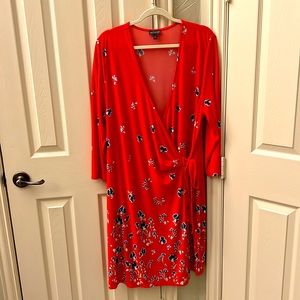 The Limited Classic Wrap Dress. Red with Navy and White. Size 1X Like New
